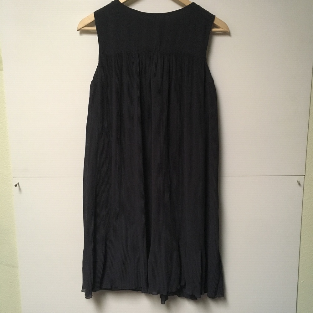 Anthro Navy Pleated Darling Shift Dress Rhinestone - Picture 5 of 5